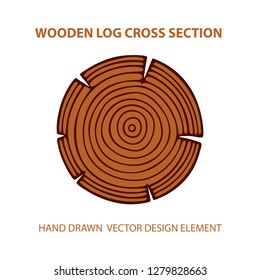 Tree trunk cross section vector illustration.
Tree rings flat style, hand drawn design element.