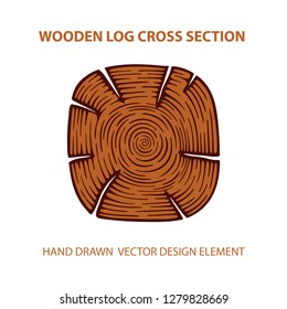 Tree trunk cross section vector illustration.
Tree rings flat style, hand drawn design element.