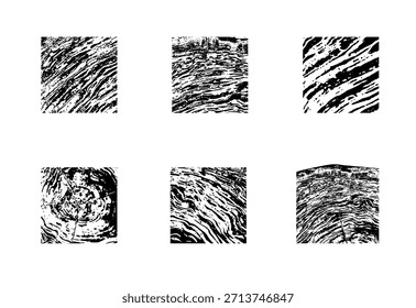 Sección transversal del tronco del árbol con anillos de madera y grano natural. Ilustración de tocón de corte circular, líneas radiales de crecimiento y textura orgánica. Patrón de fondo para diseño rústico, material de carpintería Vector.