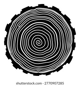 Tree trunk crosssection with growth rings pattern annual rings icon