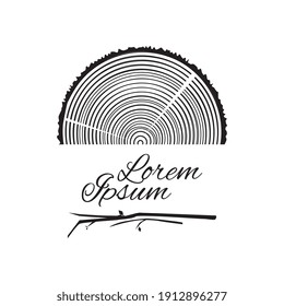 Tree Trunk Cut Icons, Cross Sections Symbols. Set of Stump Rings, Growth Ring Textured Vector Illustration