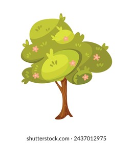 Tree with Trunk as Landscape Element Vector Illustration