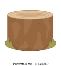 tree trunk leaves nature on white background vector illustration
