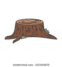 tree trunk leaves nature on white background vector illustration