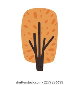 Tree with Trunk and Lush Orange Crown Growing in Park or Woodland Vector Illustration