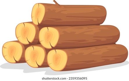 Baumstamm Holz aus Holz. Cartoon-Holzstapel einzeln auf weißem Hintergrund