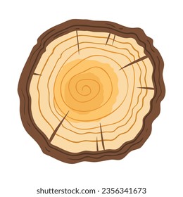 Tree trunk rings cut isolated close up vector cartoon illustration set, brown colorful wooden stump slice.