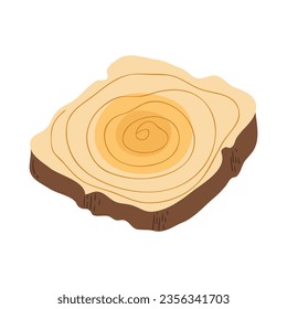 Tree trunk rings cut isolated close up vector cartoon illustration set, brown colorful wooden stump slice.