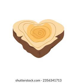 Tree trunk rings cut isolated close up vector cartoon illustration set, brown colorful wooden stump slice.
