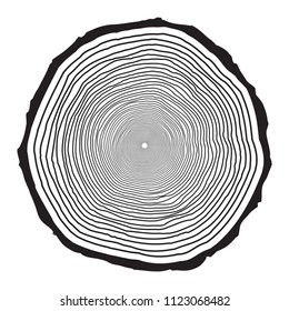 tree trunk rings design isolated on white background