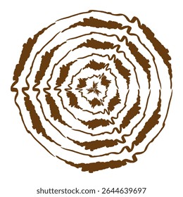 Anéis de tronco de árvore. Textura de crescimento de madeira. Superfície de vetor marrom. Forma circular abstrata.
