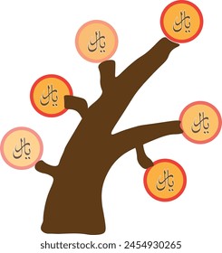 A tree trunk with riyal coins as fruits . Business illustration , financial vector 