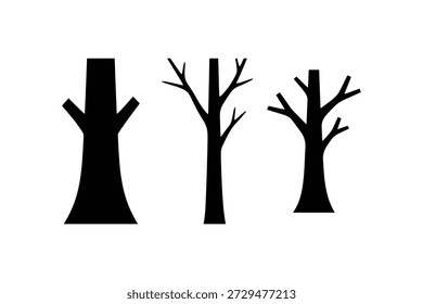 Tree trunk silhouette icons bundle set