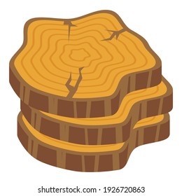 Tree trunk slices icon. Isometric of tree trunk slices vector icon for web design isolated on white background