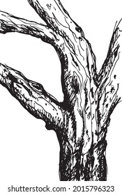 silueta de esbozo vectorial de tronco de árbol