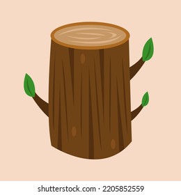 Ilustración vectorial plana de madera del tronco del árbol. Ilustración vectorial de la caricatura de madera del tronco del árbol de cuajo para el diseño gráfico y el elemento decorativo