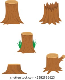 Tree Trunk and Tree Wood Stump Design Collection