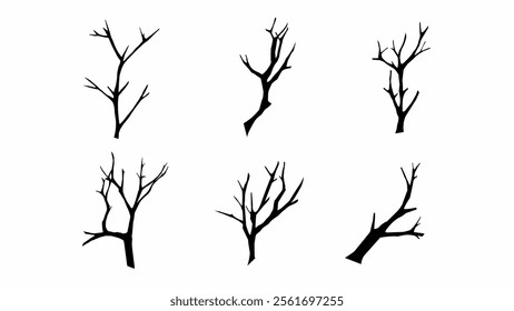 tree trunks silhouettes, vector illustration isolated on white 