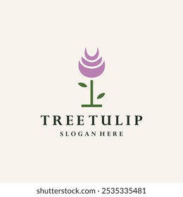 Tree tulip logo template vector illustration design