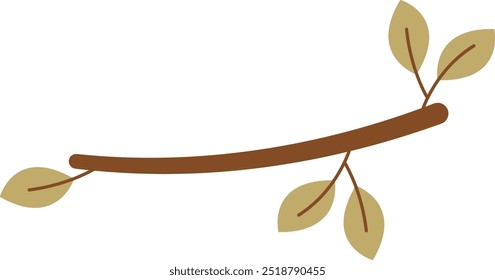 Tree Twig With Leaves Vector Illustration