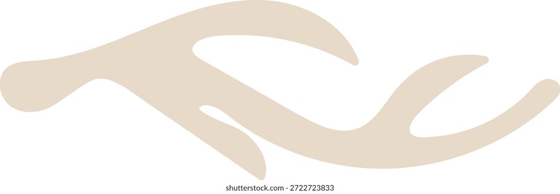 Silhueta de galho de árvore com forma de ramo liso e garfo arredondado, contorno limpo e curva orgânica suave. Símbolo de crescimento natural, renovação, ecologia, floresta, tranquilidade. Ilustração de vetor de desenhos animados.
