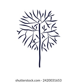 árbol ramas plantas de garabato elemento de diseño de contorno vectorial