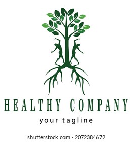 Tree with two yoga style humans for your healthy company logo.