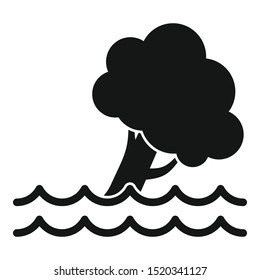 Tree under flood icon. Simple illustration of tree under flood vector icon for web design isolated on white background