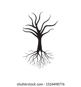 Tree Underground Roots Vector. Plant Underground Roots. Tree Root Black. illustration Of Plant Silhouette Root