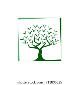 tree with v letters illustration,  icon design, isolated on white background. 
