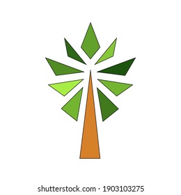 tree of value. vector template. schematic plant. triangle shapes. design element for presentation. business concept. green and brown image