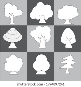 Tree vecter  illustration design Black and white style Modern