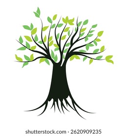 tree vector art, , illustration tree and leaf isolated