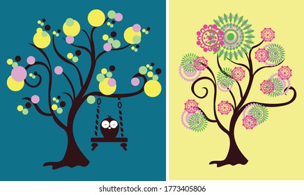 arte vectorial de árbol para la mug , bolso y diseño de camisetas