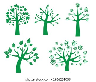tree vector art set banner