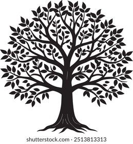 Tree vector art silhouette  vector illustration white background