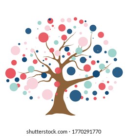 Tree Vector Circle Leaf. simple stylized tree with green leaves sliced