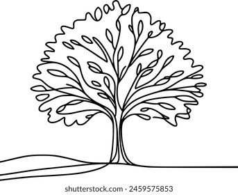  tree vector continuous single line hand drawing
