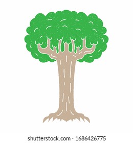 tree vector design. digital hand drawn style. grain texture