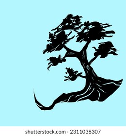 tree vector design illustration in black color flat abstract style for symbol,sticker,template,icon