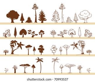 tree vector drawings different species