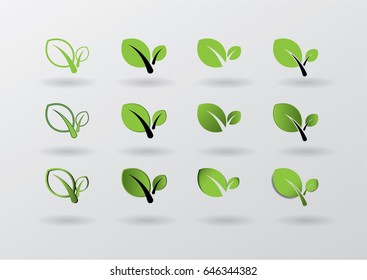 tree vector eco icon twelve conformation green eco nature vector design modern tree  
 