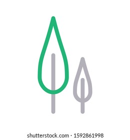 tree vector flat color line icon 