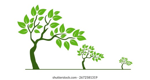 Vetor de árvore com estilo plano. Natureza e tema do ecossistema.