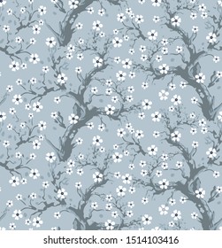 tree vector flowers floral pattern on grey