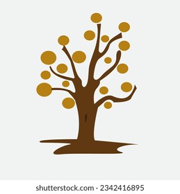 tree vector with golden leaves of tree