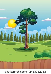 tree vector with green background