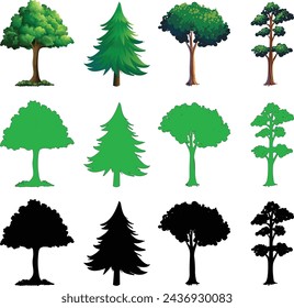 tree vector in green and black colour