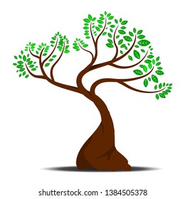 Tree vector with green leaves illustration for design element decoration in flat style design vector illustration