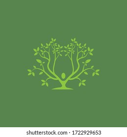Vector de árbol, dibujado a mano, ilustración de la plantilla de diseño vectorial de árbol de oliva